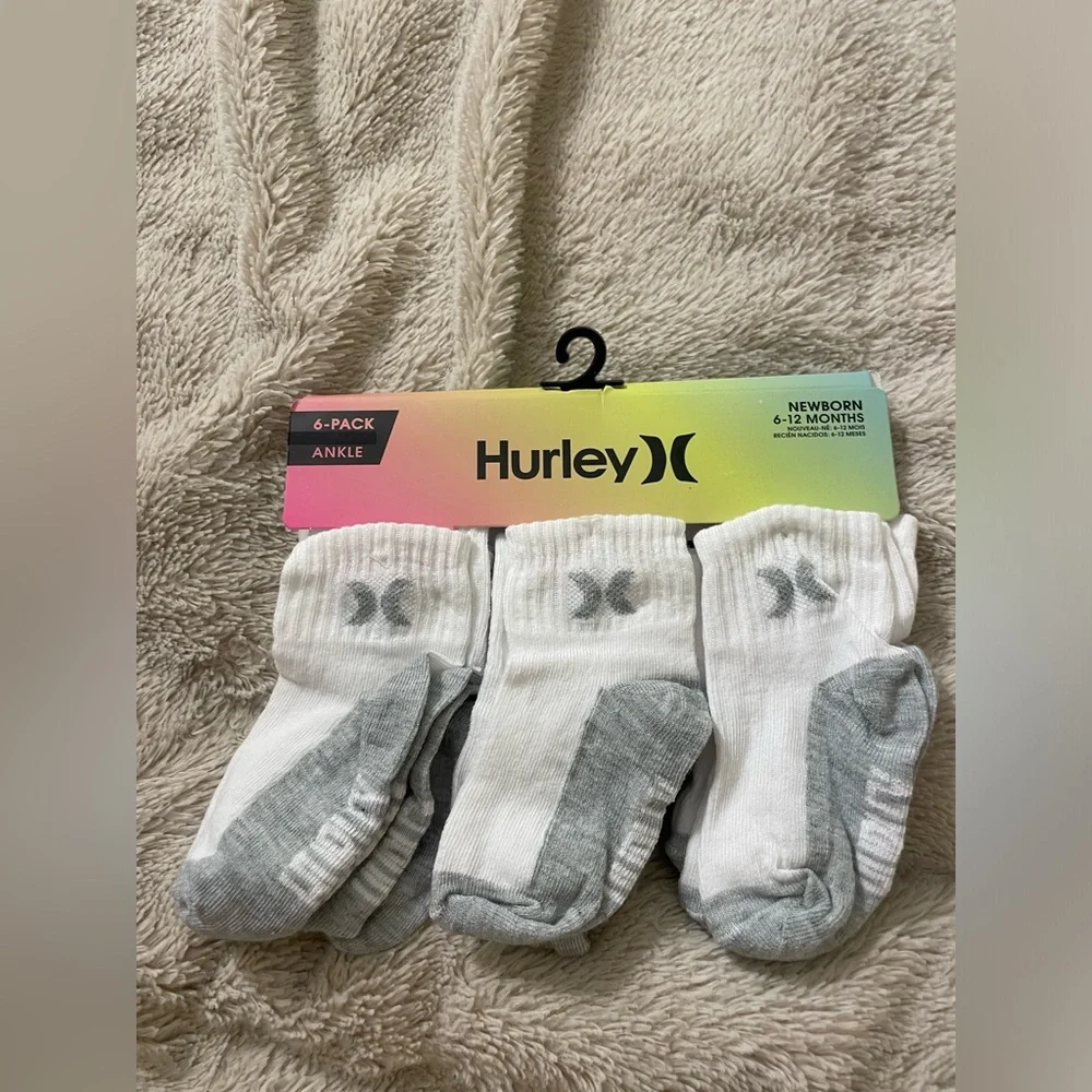 NWT Pack of 6 Pairs Hurley Baby Ankle Socks